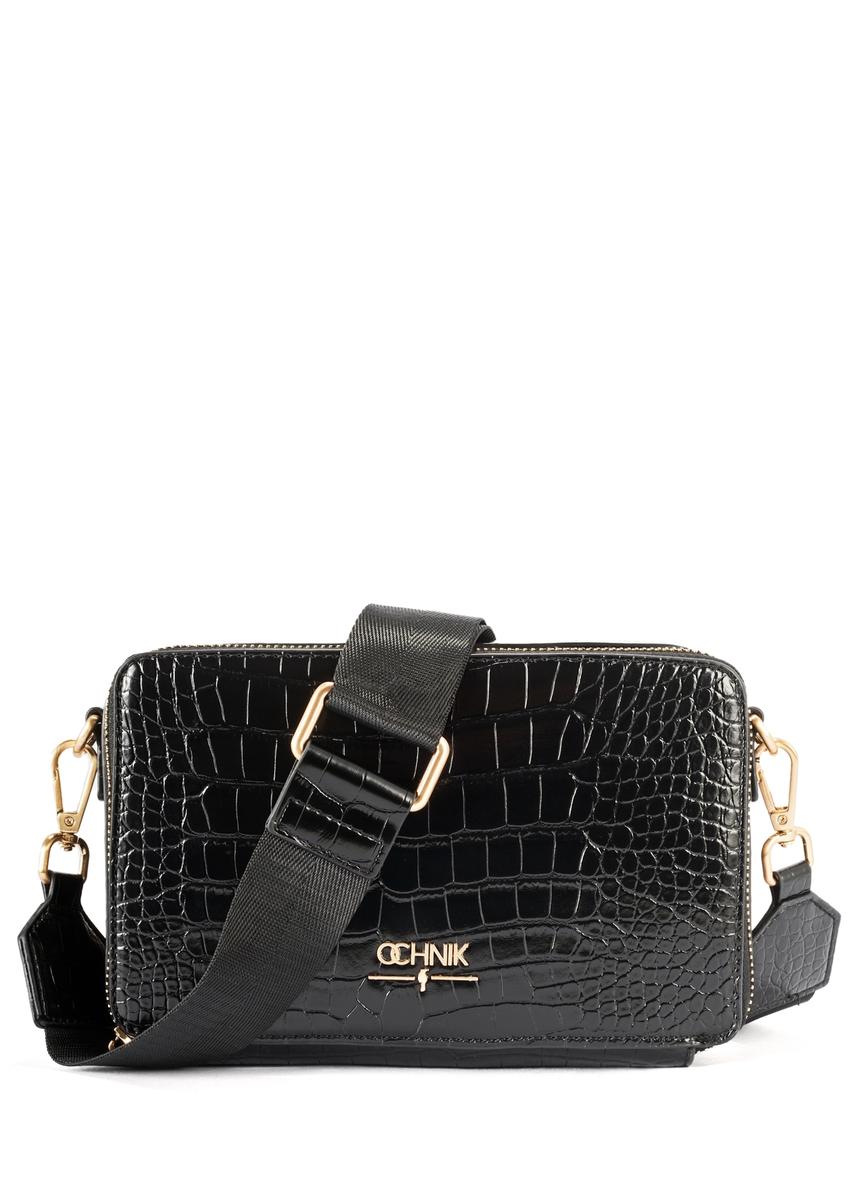 Black small women's handbag with croco motif TOREC-1049-99(Z25)