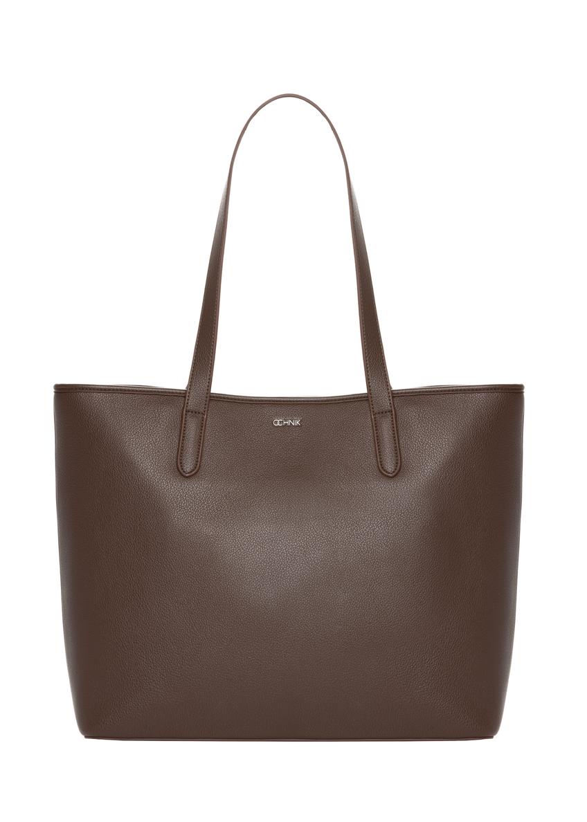 Women's brown shopper bag TOREC-0816-1H(Z26), front product view on a white background.