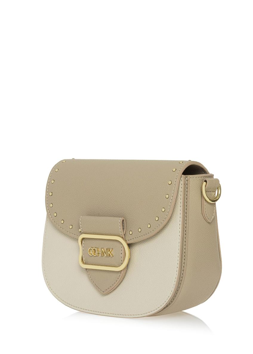 Cream women's messenger bag with studs TOREC-0880A-81(W25)