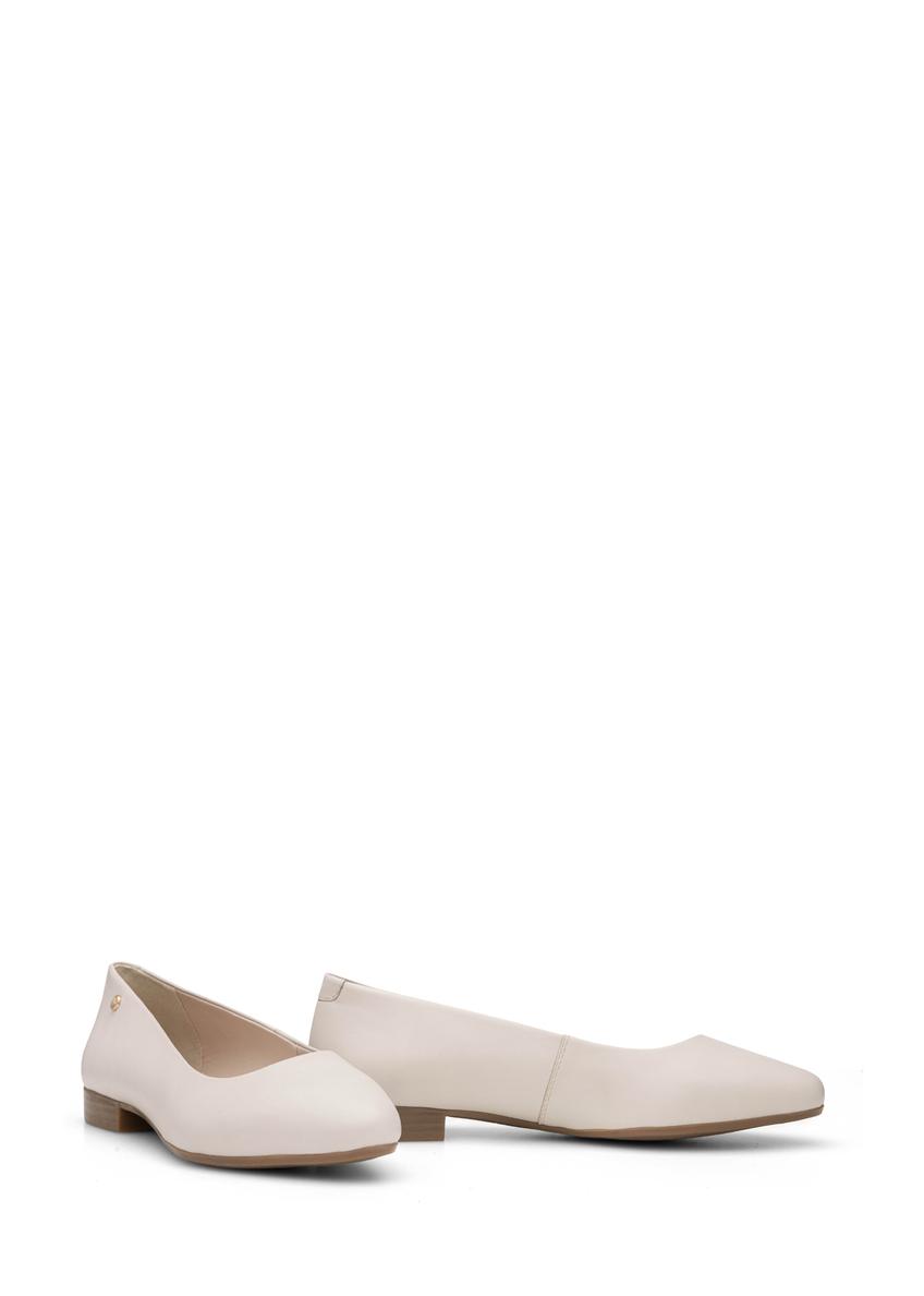 Cream leather women's ballet flats BUTYD-1049B-0B(W26)