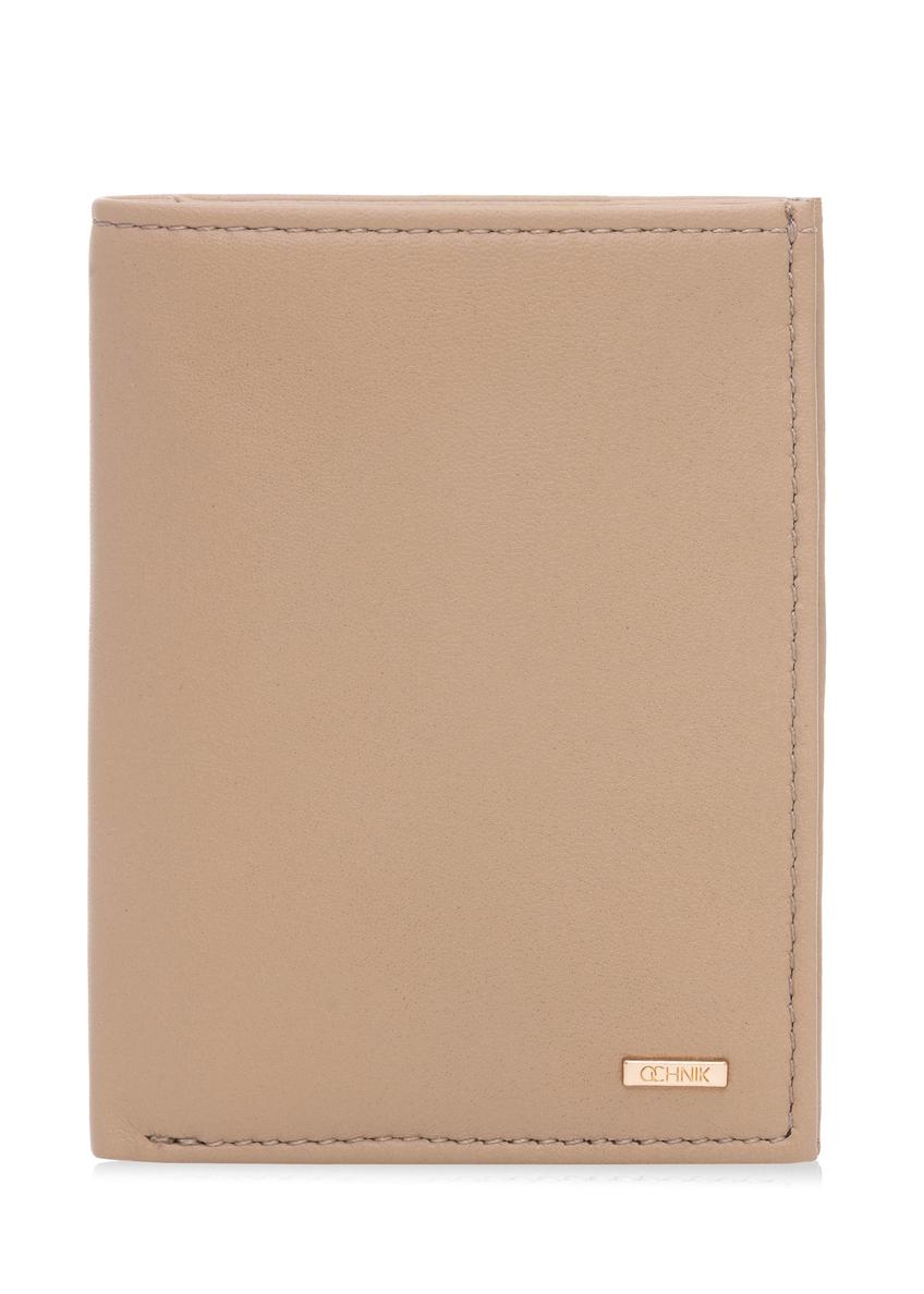 Small beige leather women's wallet PORES-0947-81(W25), front product view on white background.