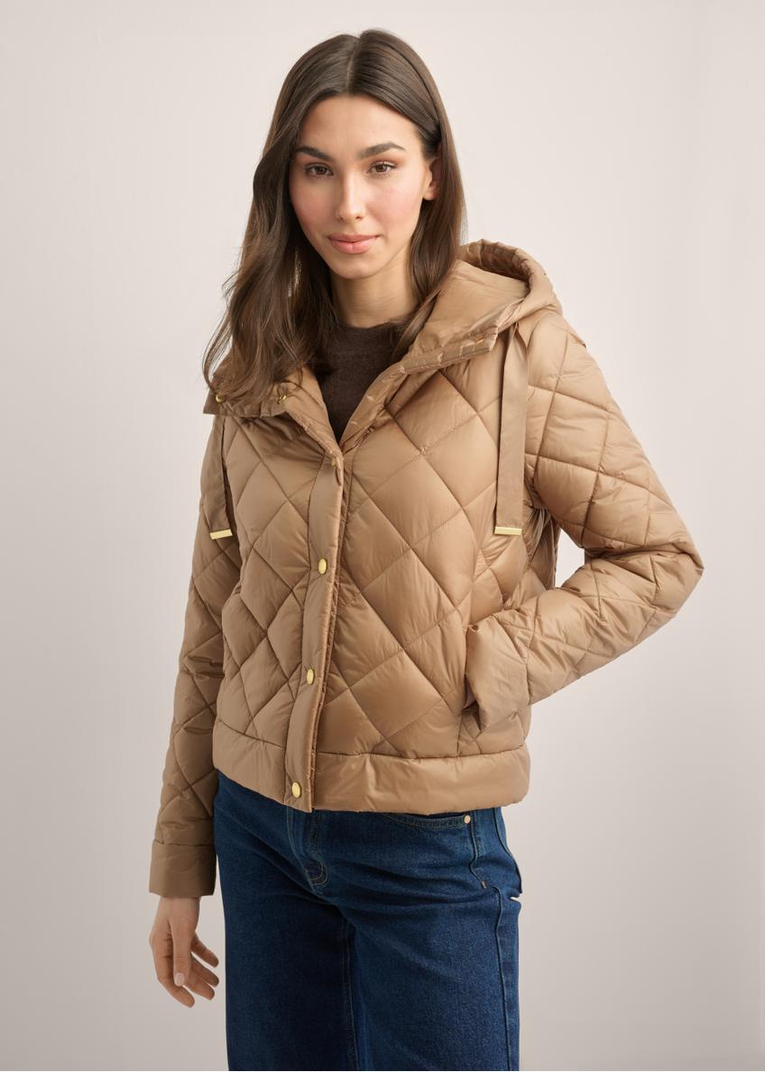 Women's camel quilted jacket KURDT-0678-1D(Z26)