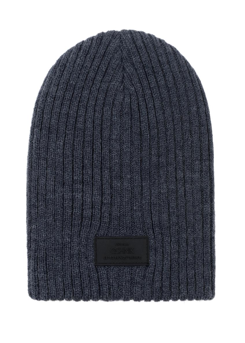 Men's navy blue winter cap CZAMT-0011-69(Z23)-01