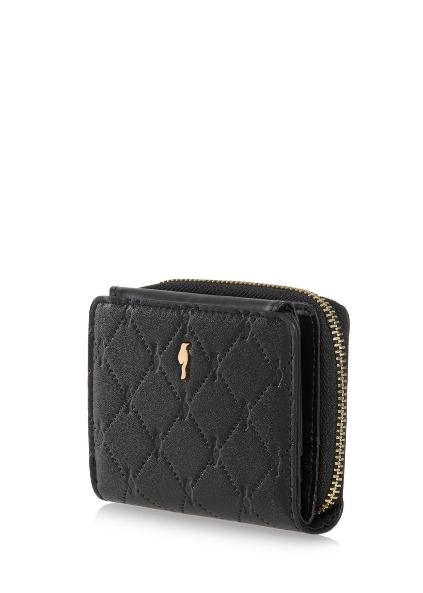 Small black women's wallet with monogram POREC-0349A-99(Z25)