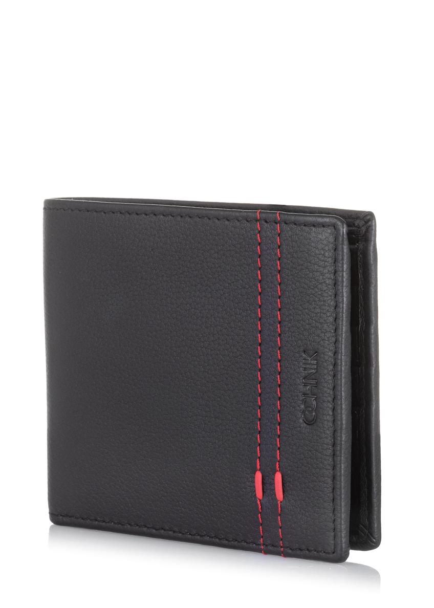 Men's leather wallet with stitching PORMS-0523-99(W23)