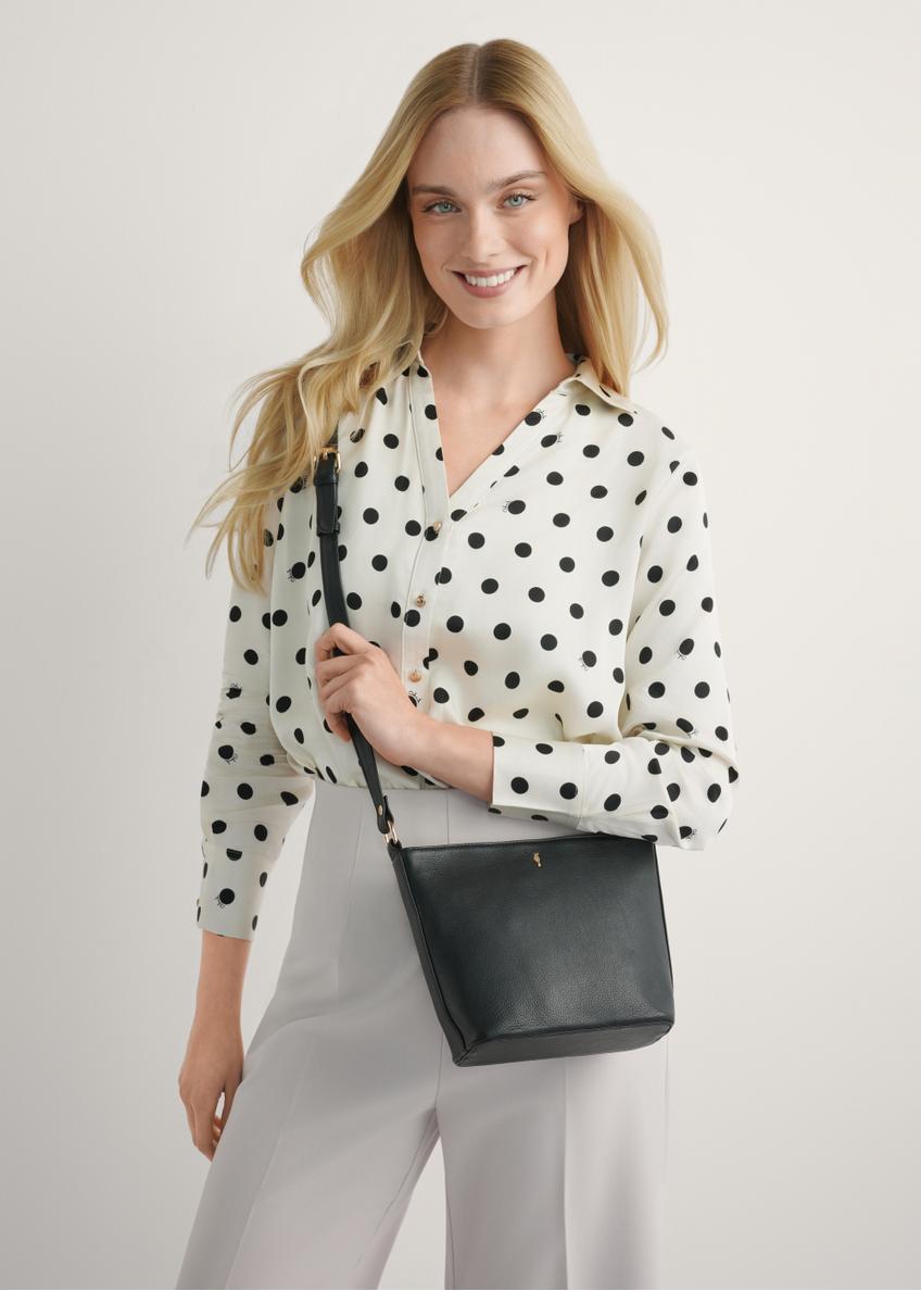 Black leather shoulder bag TORES-1280-99(W26)