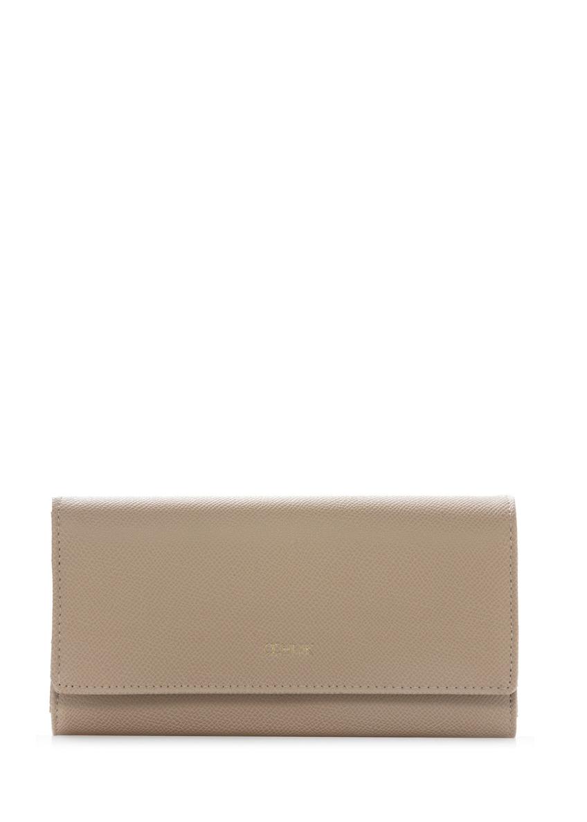 Large beige women's wallet POREC-0411-1B(W26), front product view on white background.
