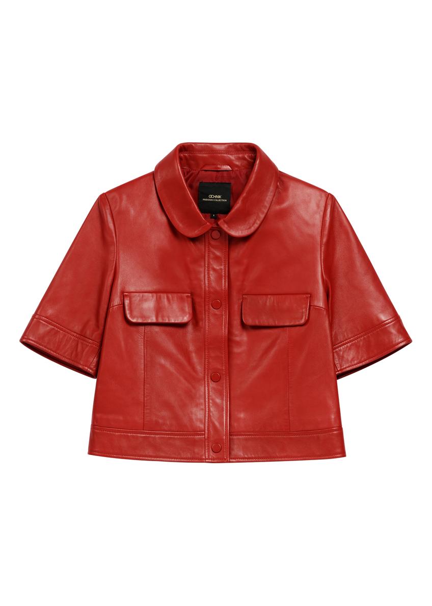 Red leather women's shirt KOSDS-0007-4B(W26)