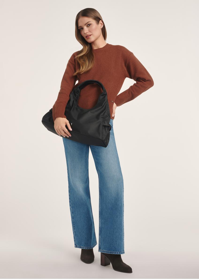 Black fabric women's handbag TOREN-0330-99(Z25)