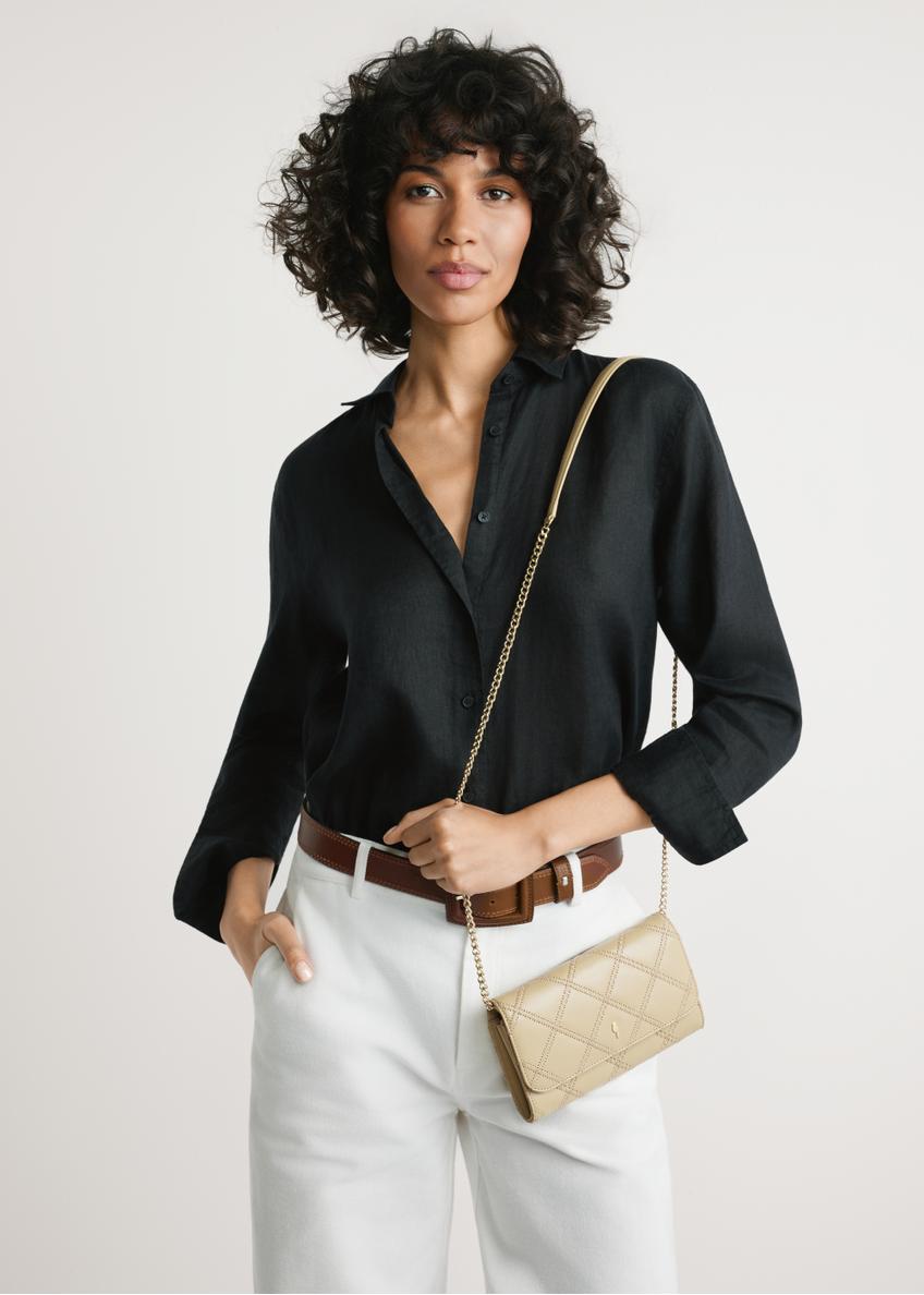 Small beige leather women's handbag TORES-1043-1B(W26)