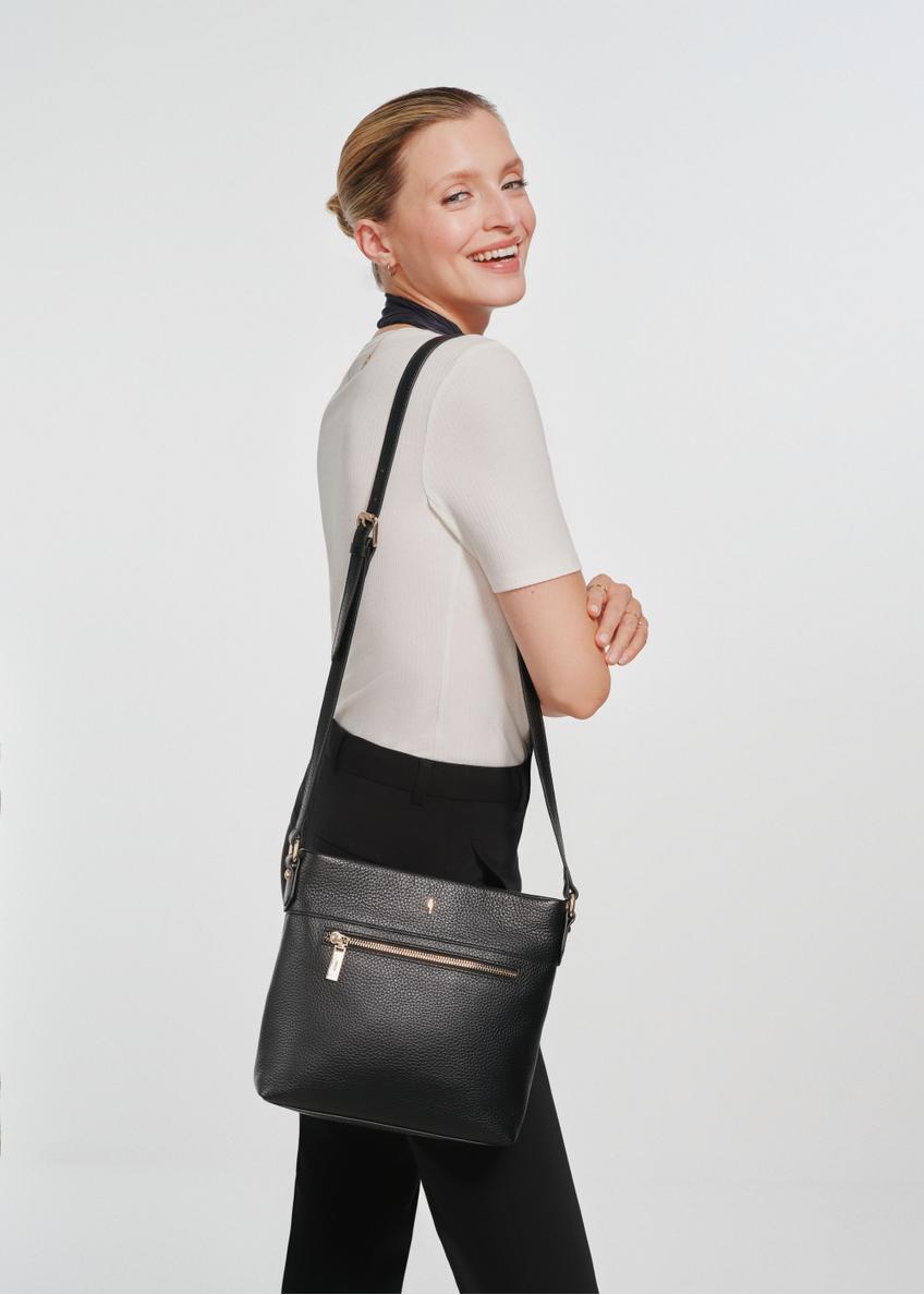 Leather black women's shoulder bag TORES-0896B-99(Z24)