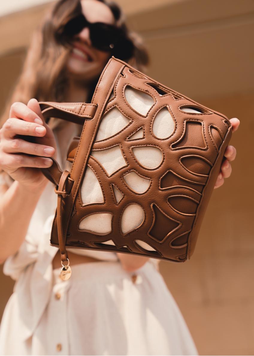 Brown imitation leather basket TOREC-0872A-89(W25)