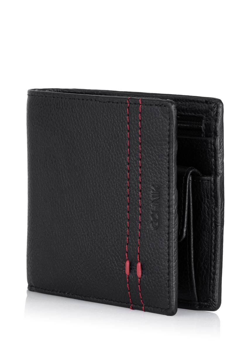 Men's leather wallet with stitching PORMS-0522-99(W23)