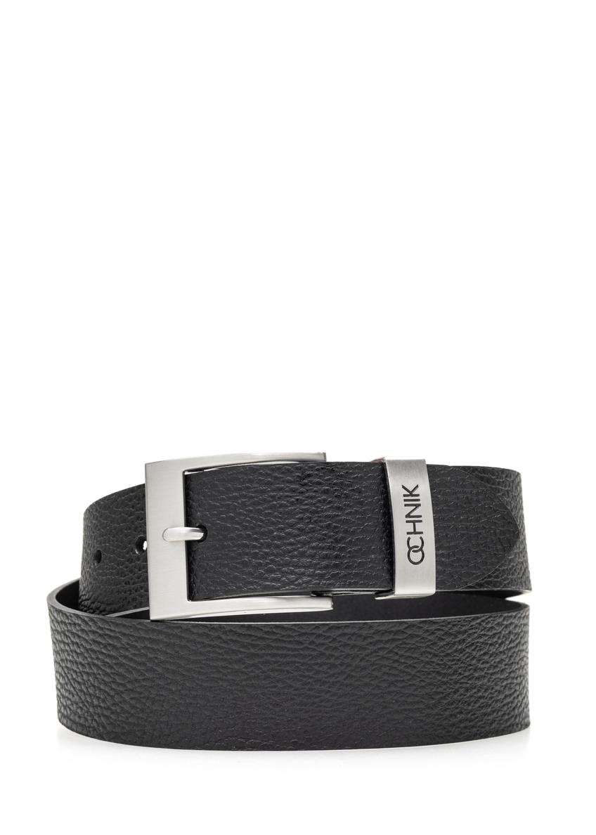 Men's black leather belt PASMS-0274-99(Z25)
