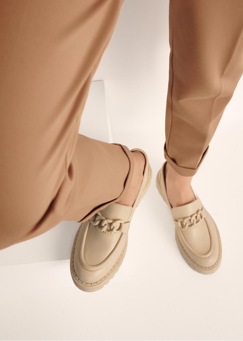 Beige leather women's moccasins BUTYD-1107-80(Z25)
