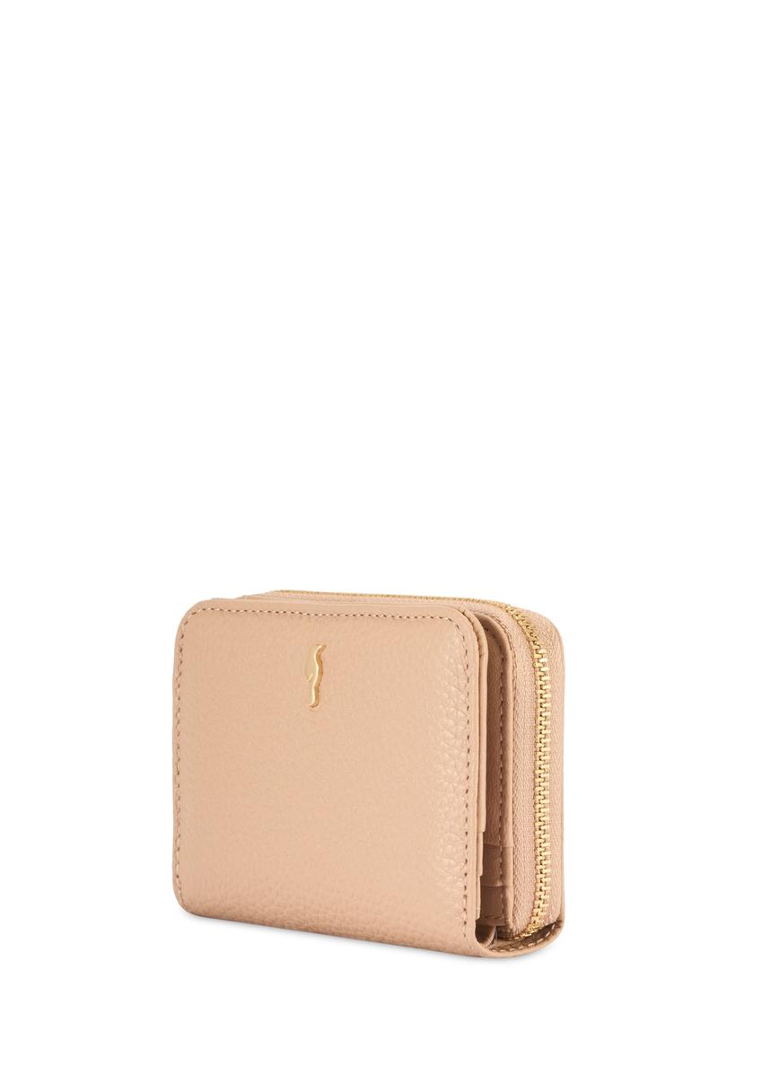 Small beige leather women's wallet PORES-0833R-1B(W26)