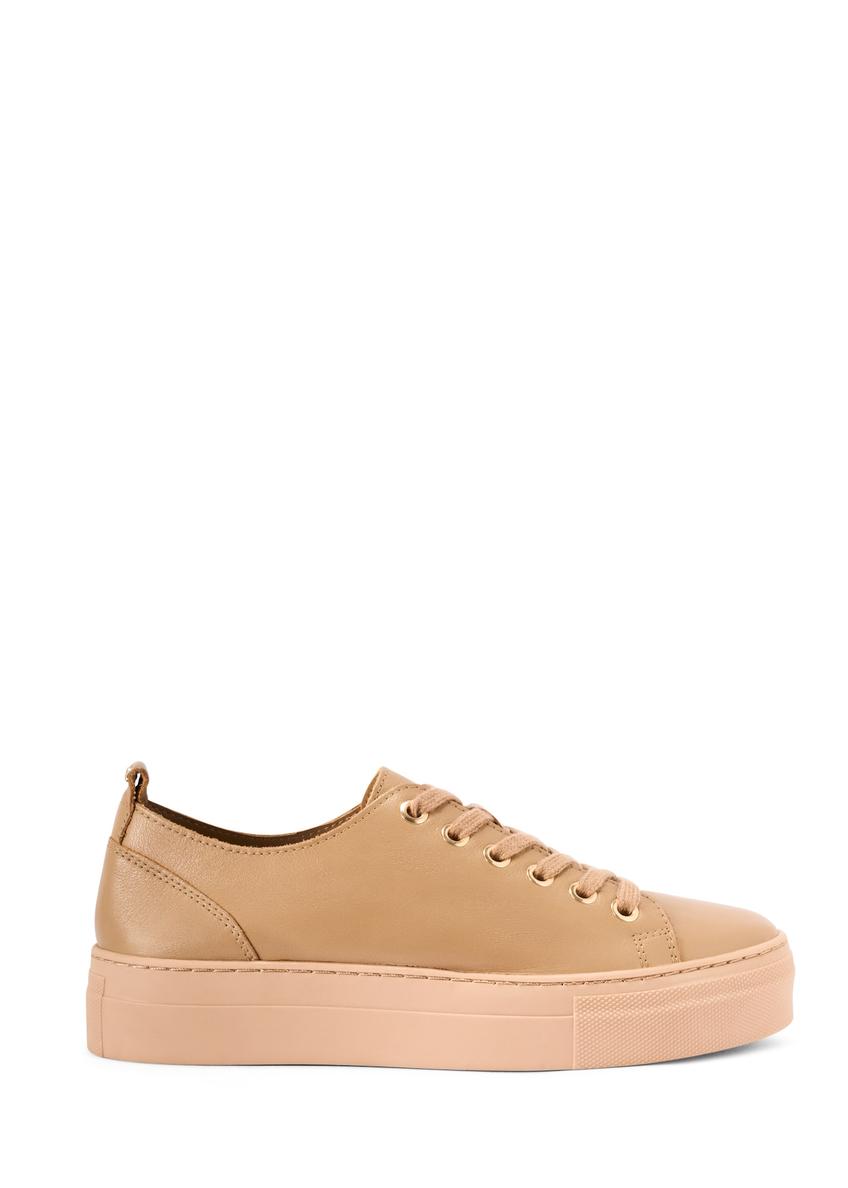 Beige leather women's sneakers BUTYD-1062-1B(W26)