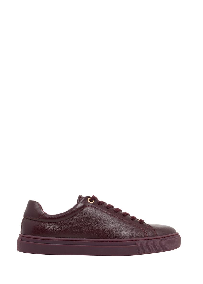 Burgundy women's leather sneakers BUTYD-1068-4E(Z26), side product view on white background.