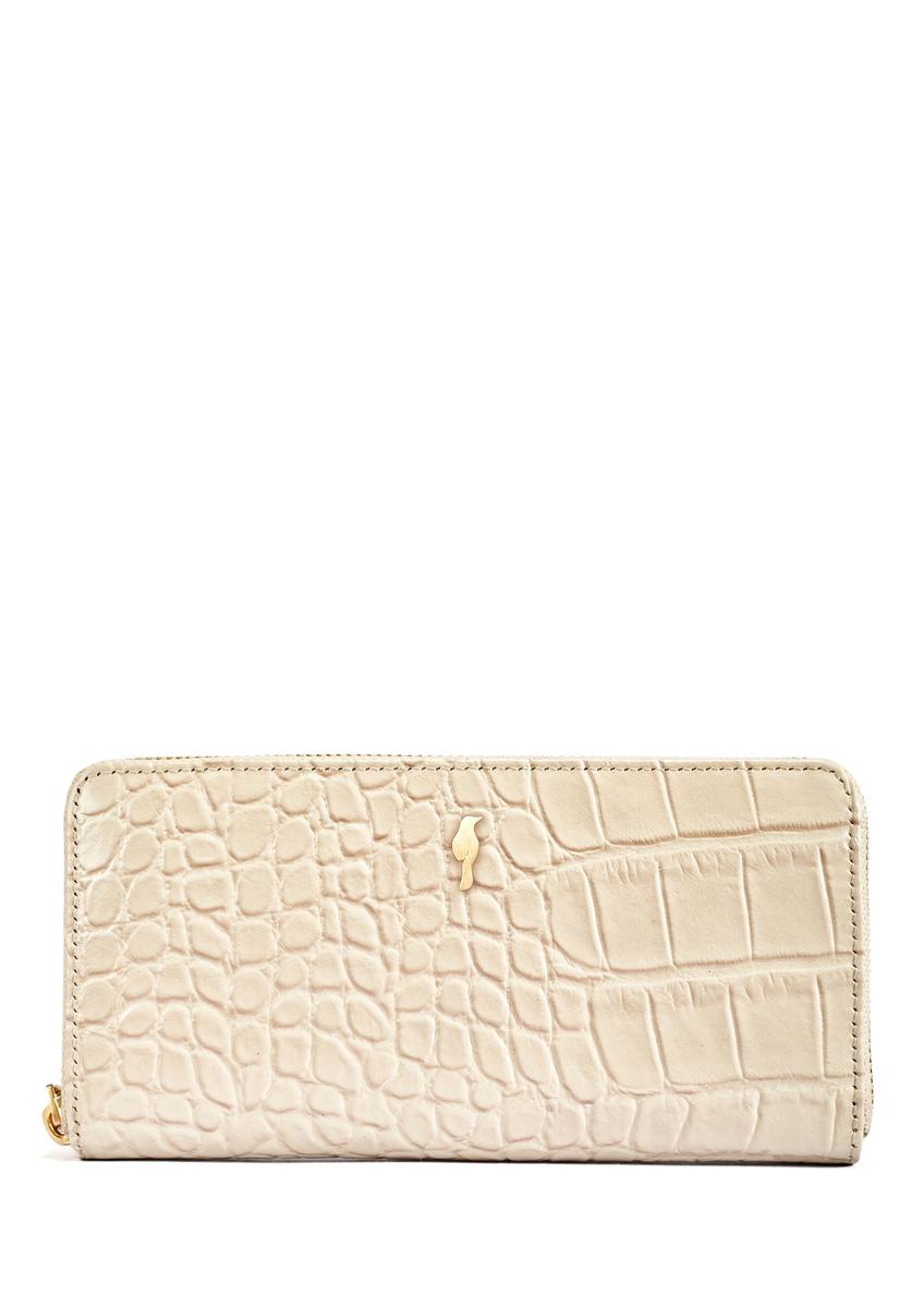 Large leather cream women's croco wallet PORES-0955-12(W25)