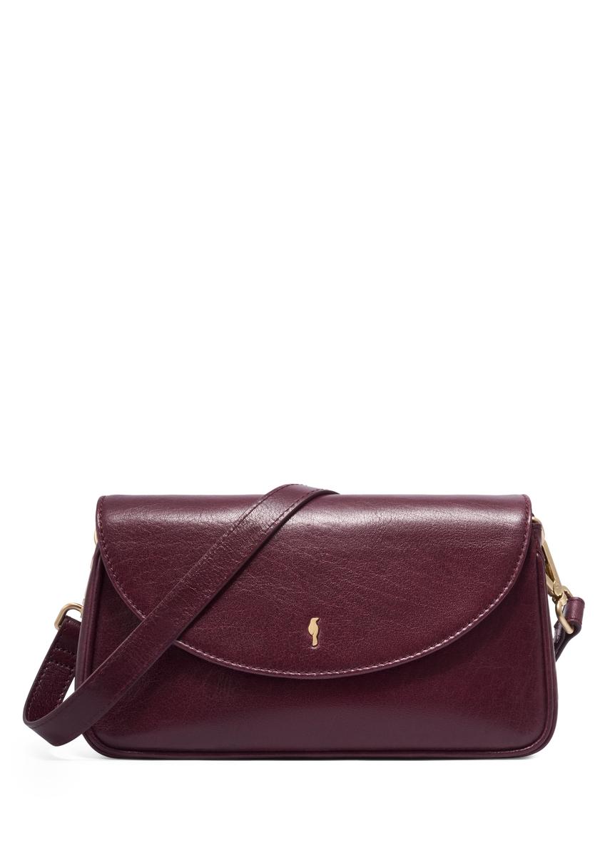 Classic burgundy leather women's handbag TORES-1371-4D(Z26), front product view on white background.