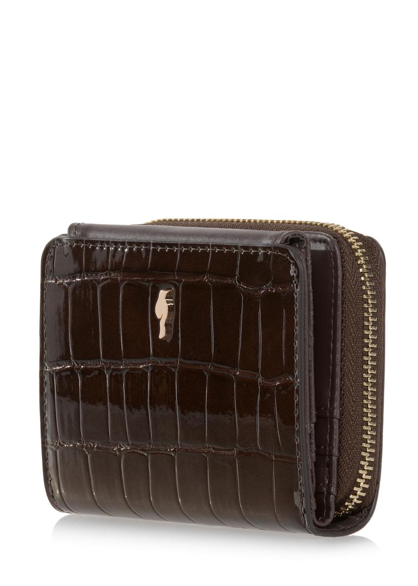 Women's small brown croco wallet POREC-0352-90(Z24)