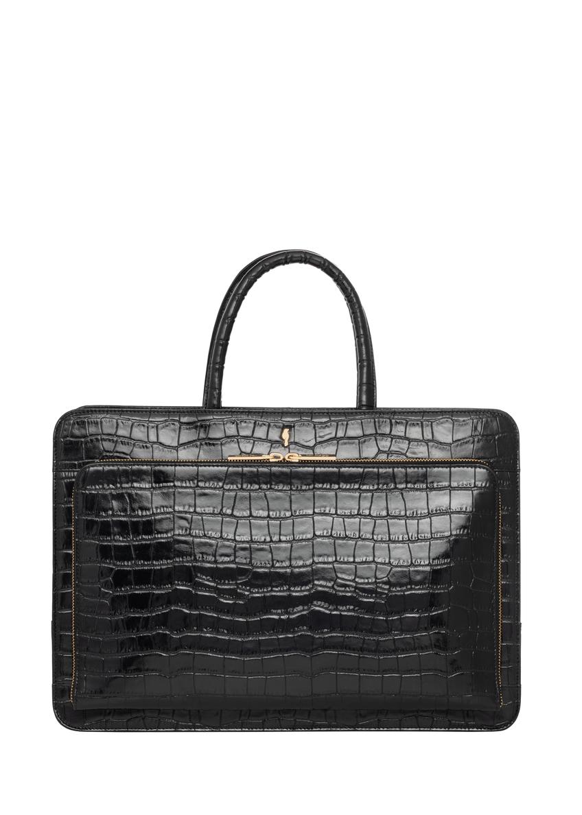 Croco leather black laptop bag TORES-1321-9G(Z26)