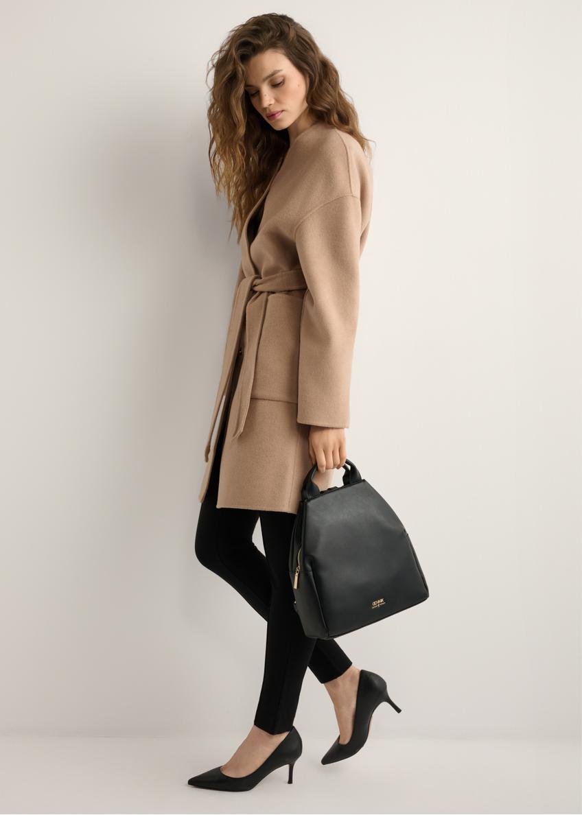 Black women's backpack made of imitation leather TOREC-0923-99(W26)