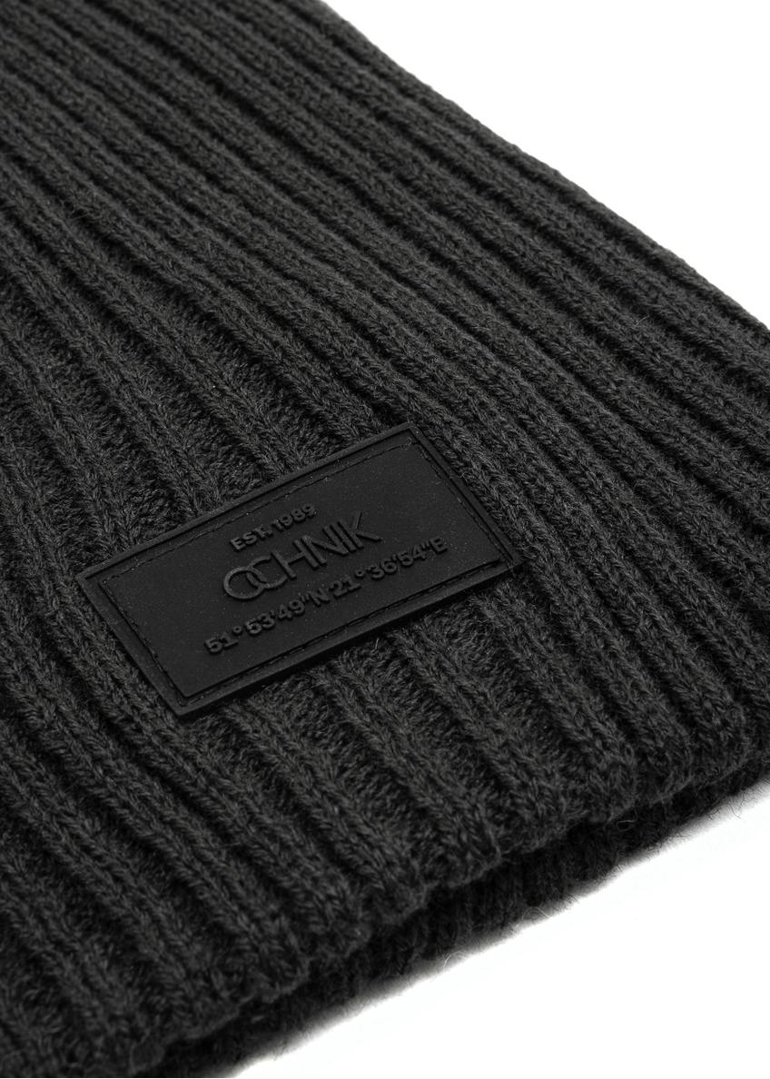 Men's black winter cap CZAMT-0011-99(Z25)