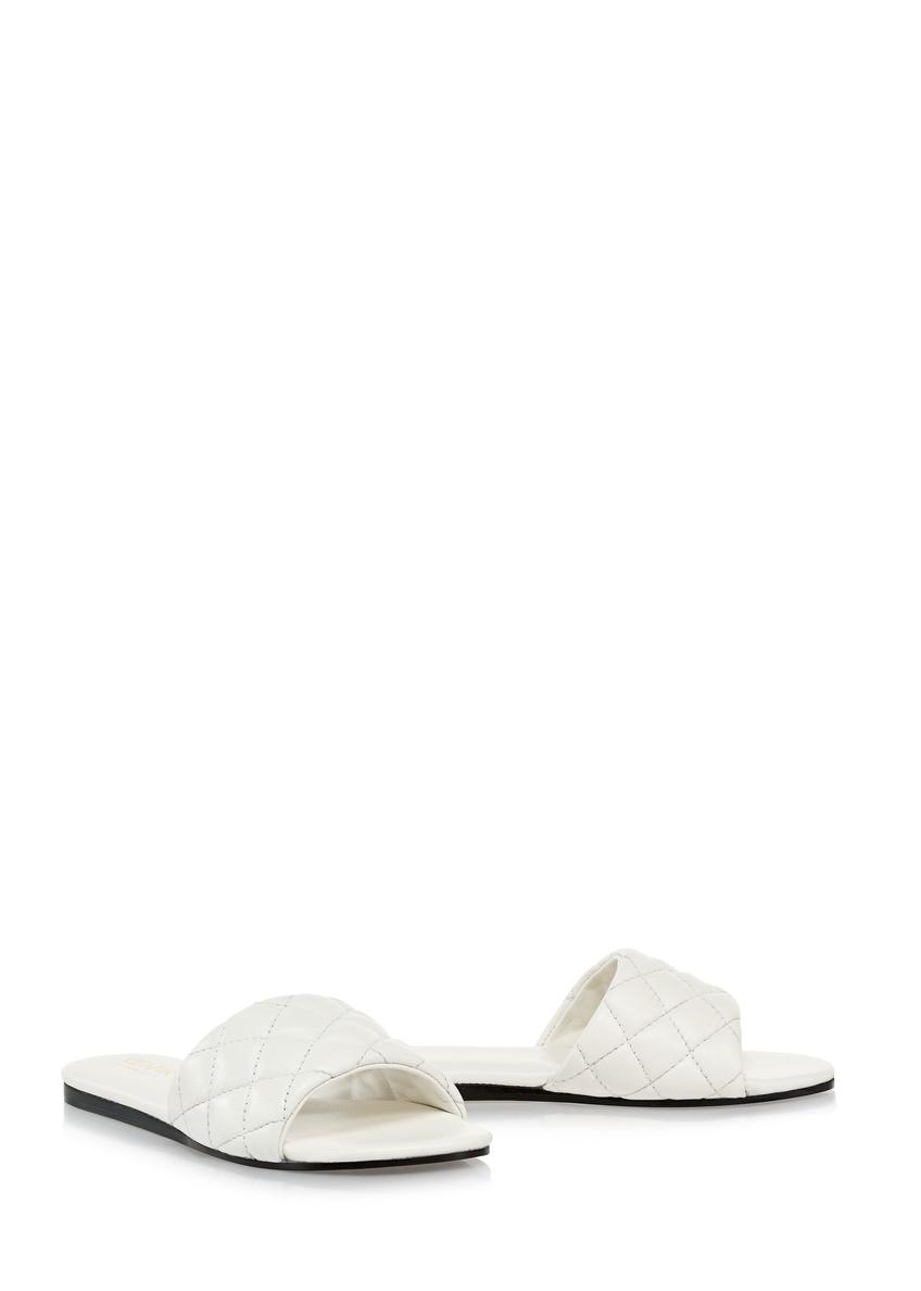 Leather white quilted flip-flops BUTYD-1066-11(W24)