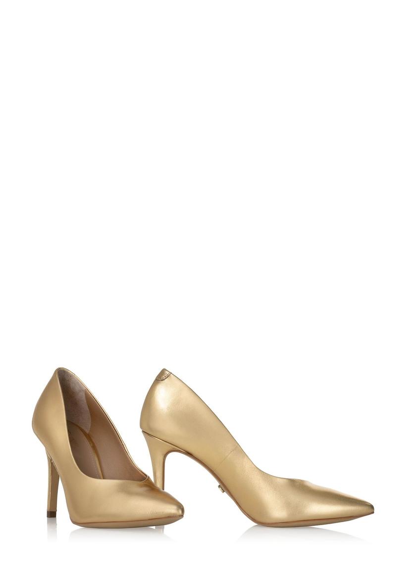 Women's gold leather stilettos BUTYD-0710-28(W24)