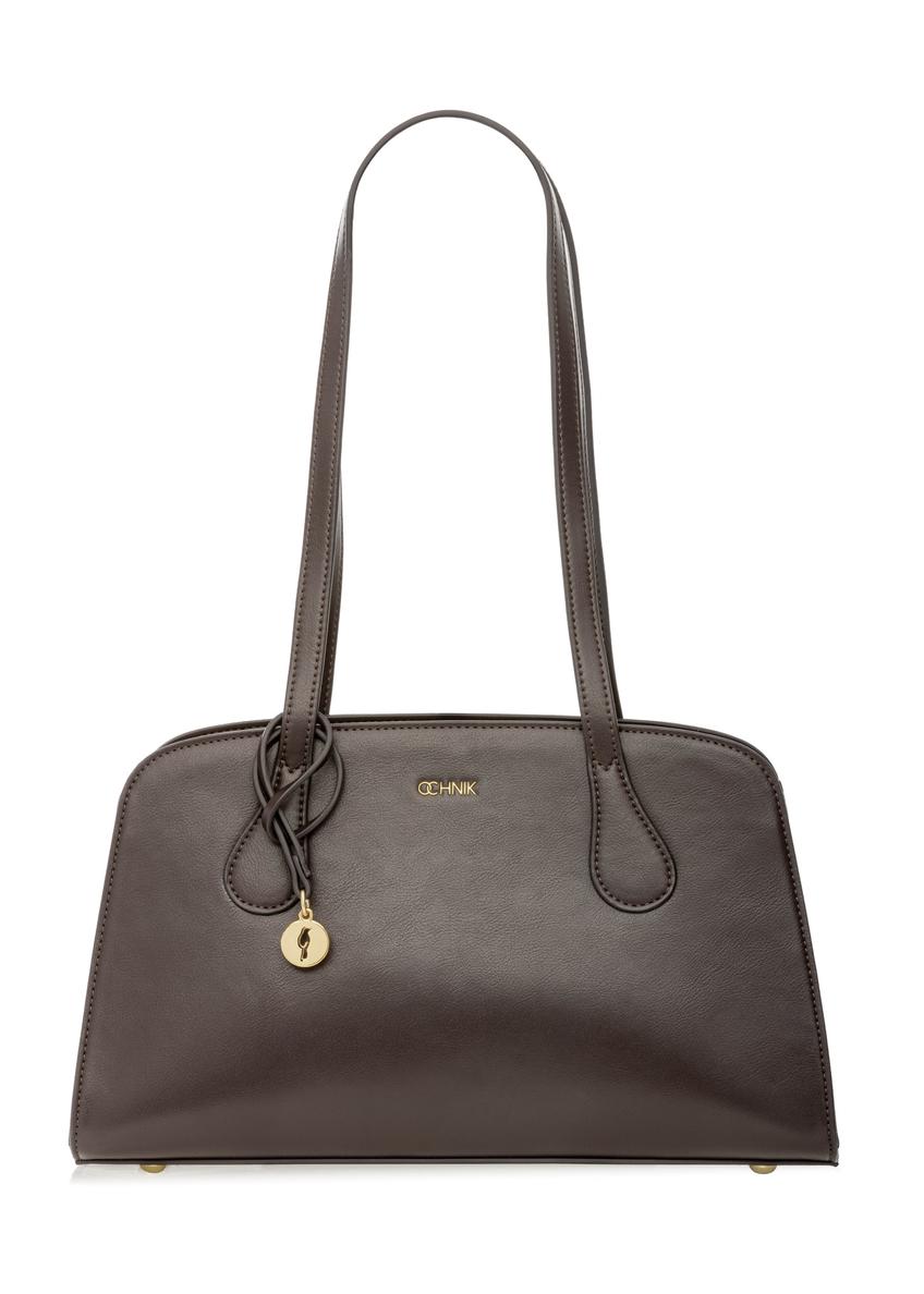 Brown shoulder bag TOREC-1236-1H(W26), front product view on white background.