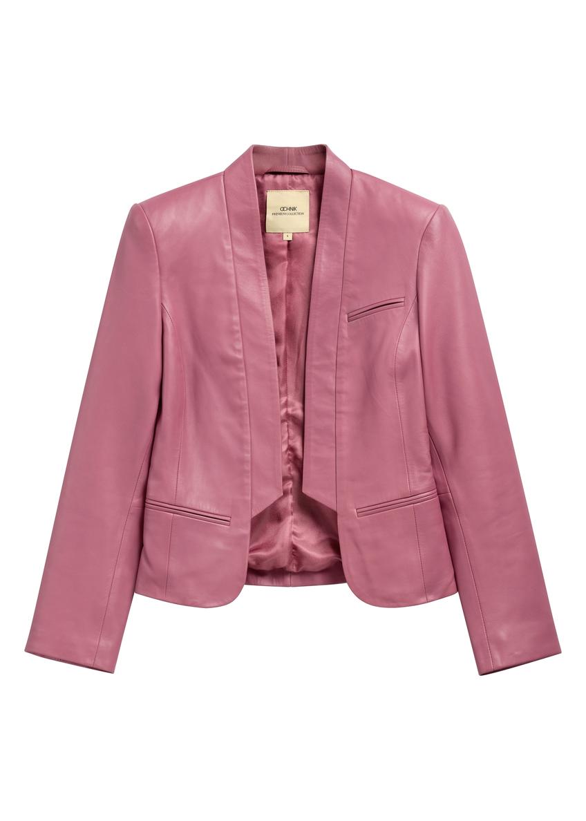 Women's pink leather jacket KURDS-0599-5D(W26)