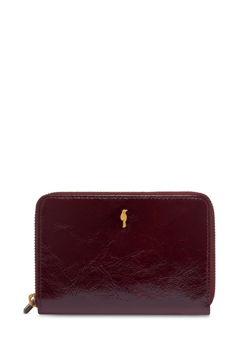 Burgundy leather women's wallet PORES-1022-4E(Z26), front product view on white background.