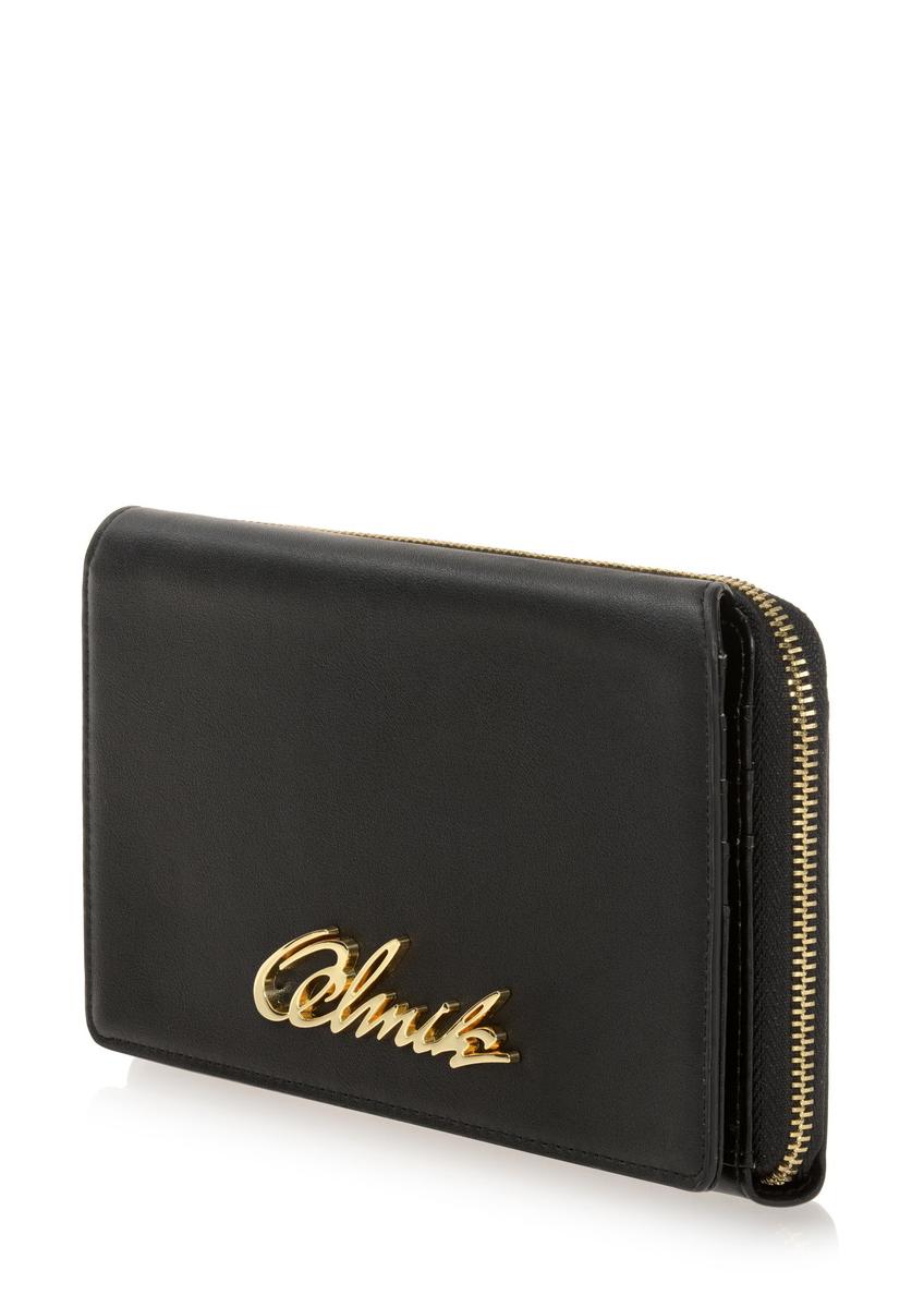 Large black women's wallet with strap POREC-0324-99(W23)