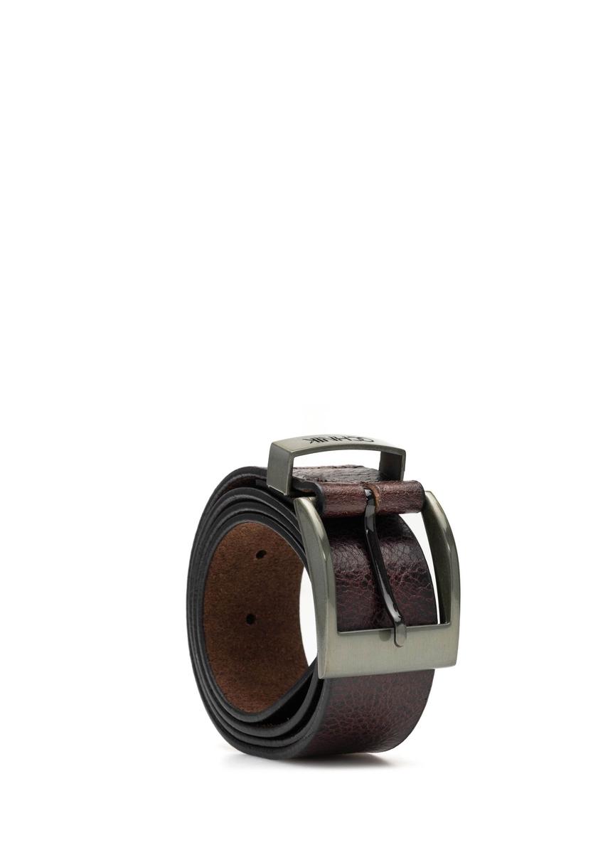 Men's dark brown leather belt PASMS-0274-1I(Z26)