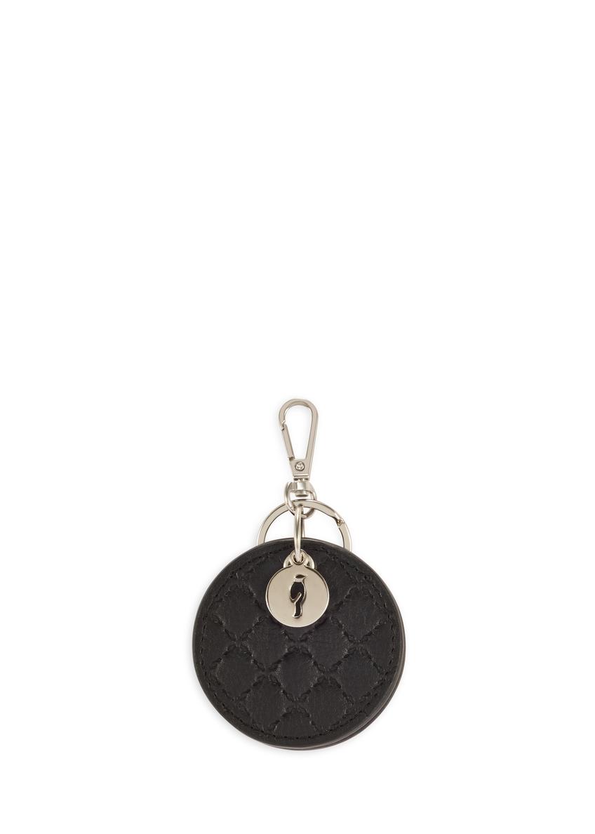 Black leather keychain with mirror BRELOK-0215-99(Z25)