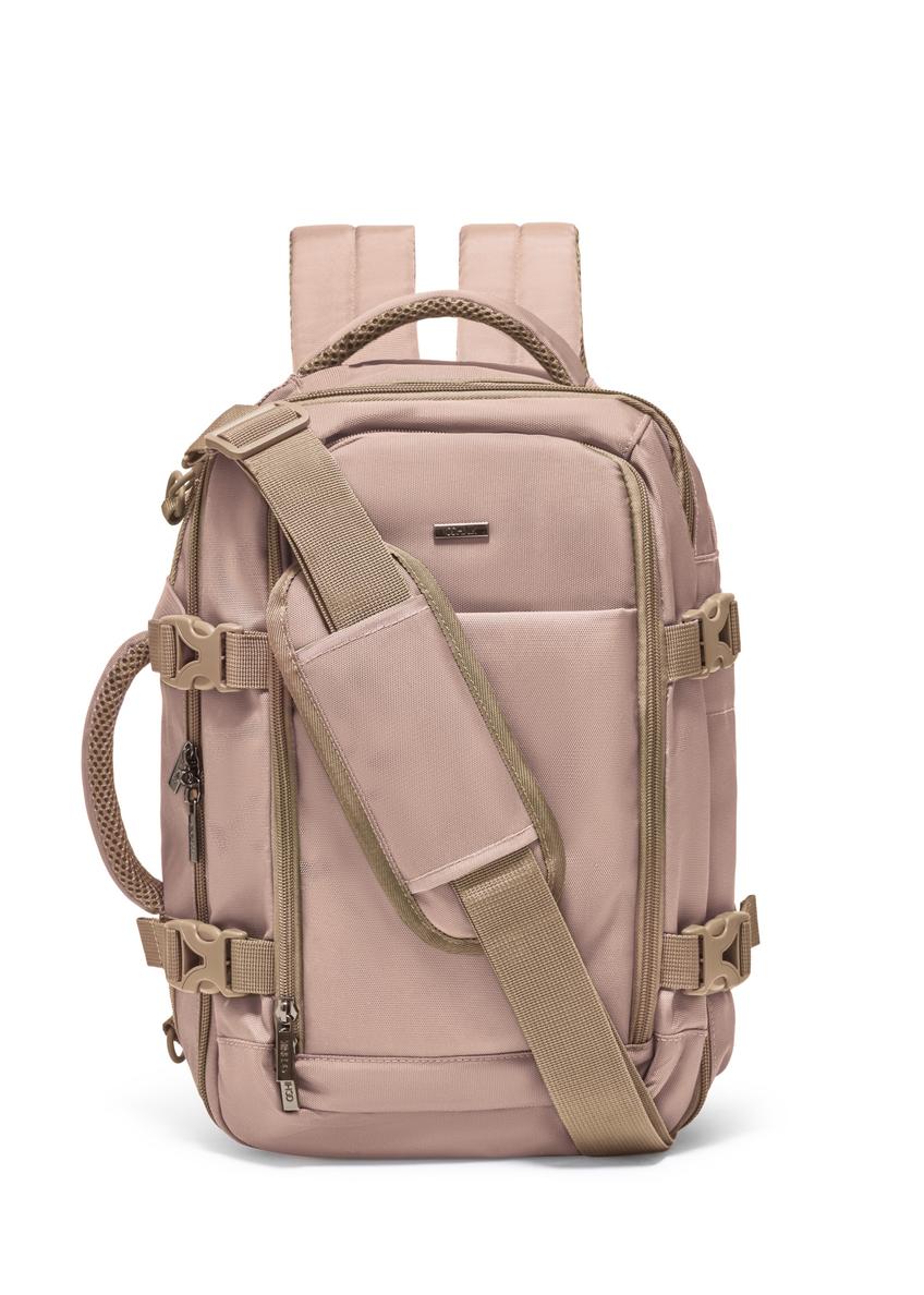 Dark beige airplane backpack PLCMN-0017-1C(Z26), front product view on white background.