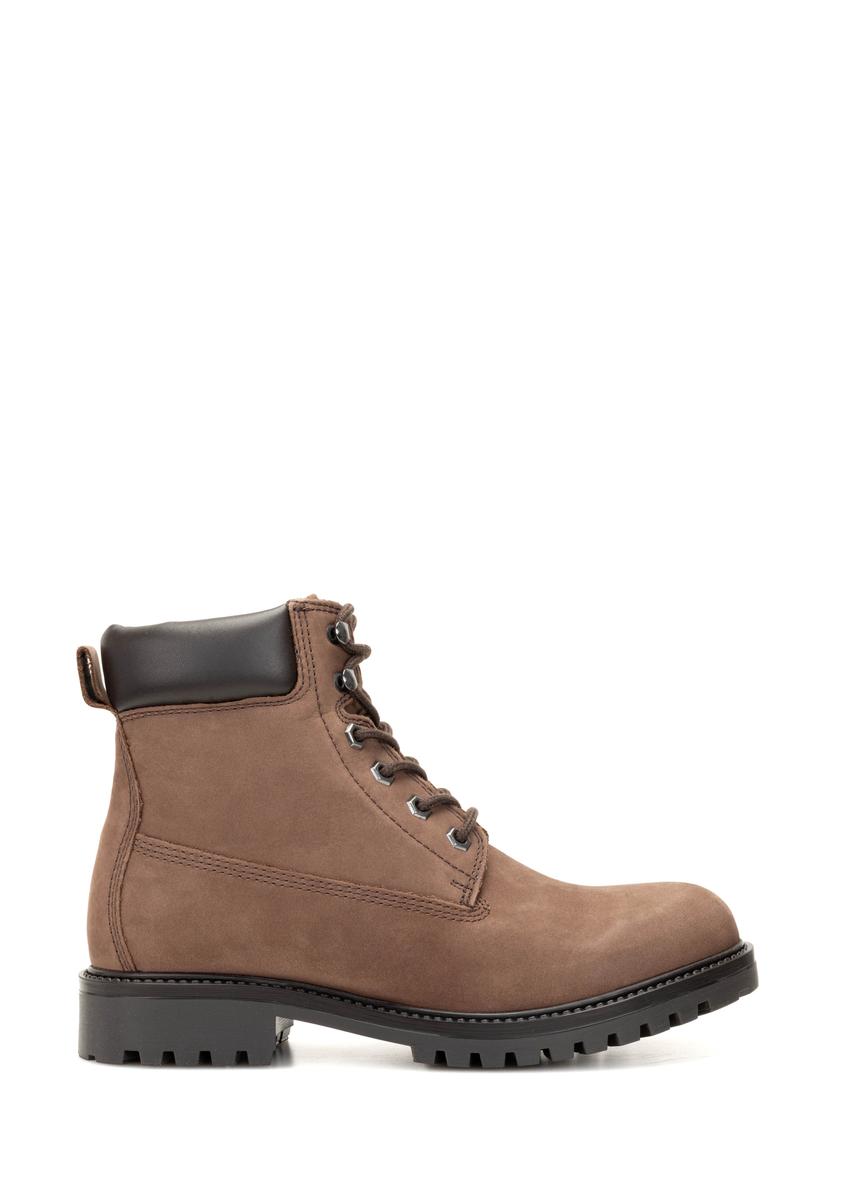 Brown leather lace-up men's ankle boots BUTYM-0514-89(Z25)