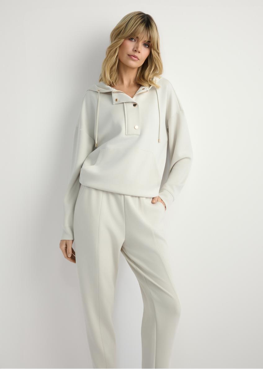 Light beige women's hooded sweatshirt BLZDT-0111A-1A(W26)