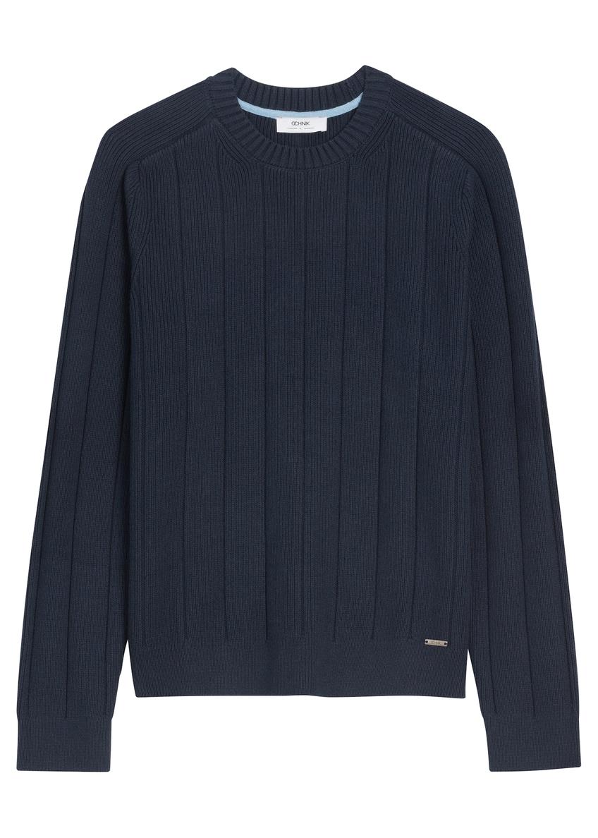 Dark navy blue cotton men's sweater SWEMT-0196-7E(Z26)