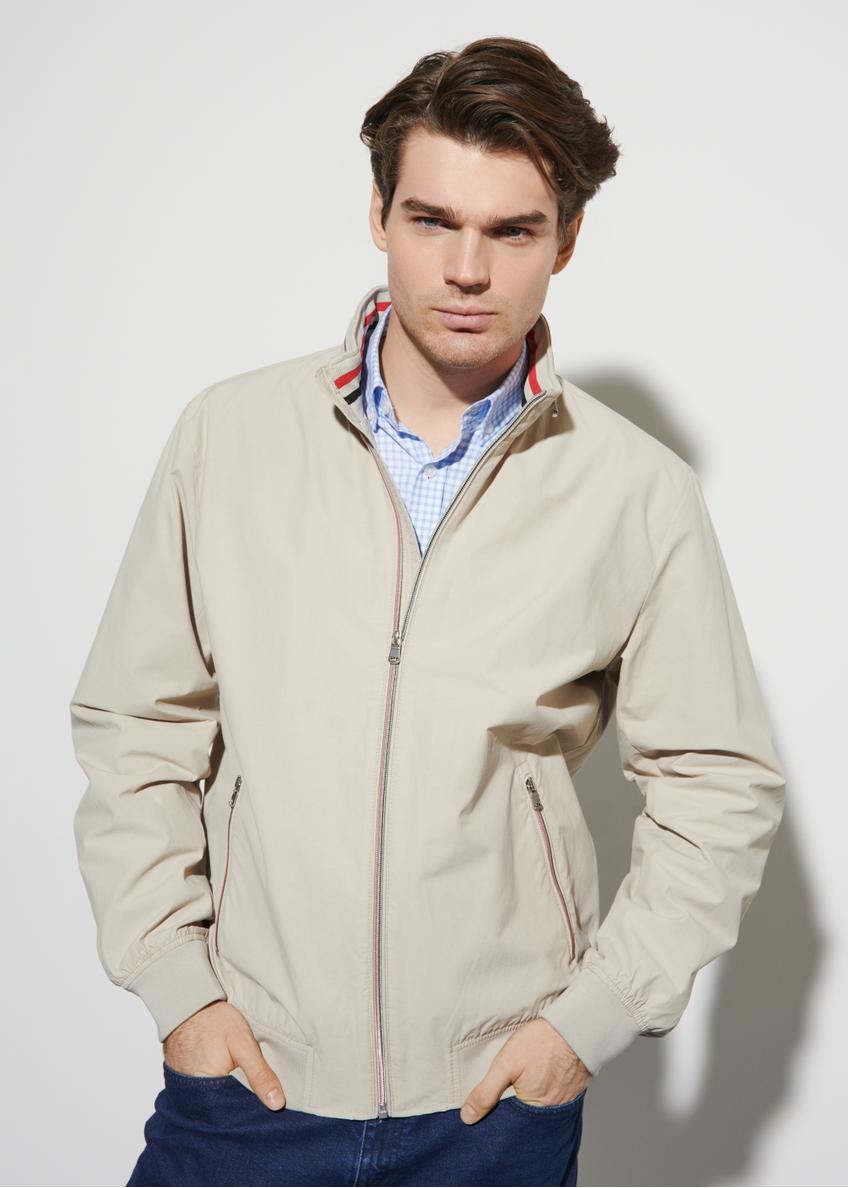 Beige men's hooded jacket KURMT-0300-81(W23)-01