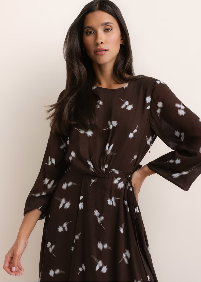 Brown midi dress SUKDT-0291-1P(Z26)