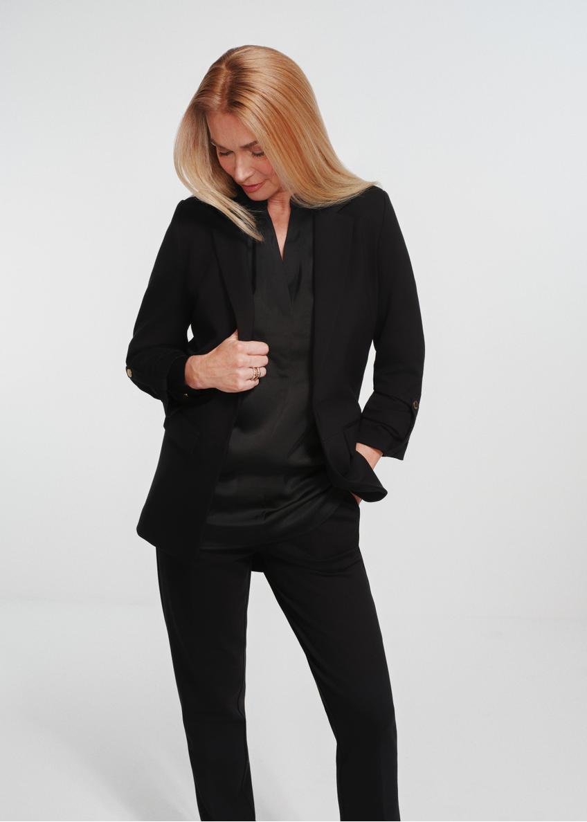 Women's black jacket without a fastener ZAKDT-0034-99(Z24)-01