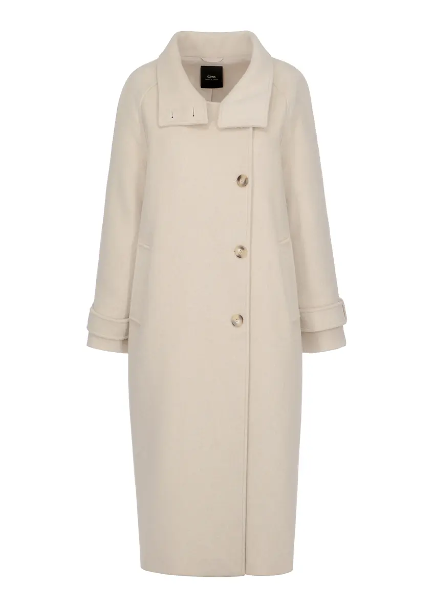 Beige long coat for women PLADT-0047-80(Z24)