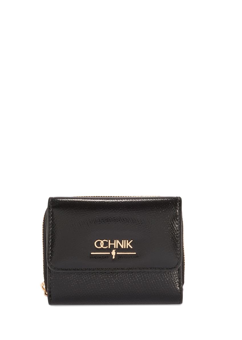 Black small women's leather wallet PORES-0932A-99(Z25), front product view on white background.
