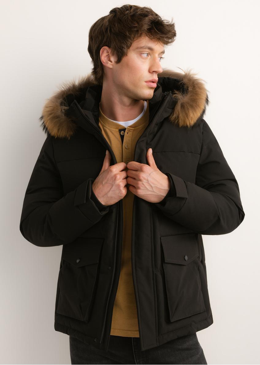 Men's black winter jacket KURMT-0434-99(Z26)