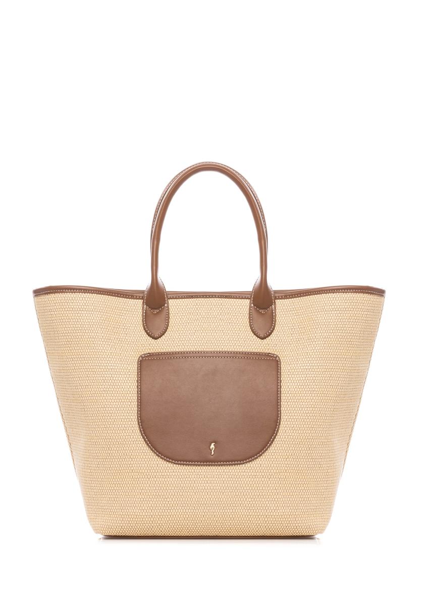 Large women's straw handbag TOREC-1229-1E(W26), front product view, on white background.