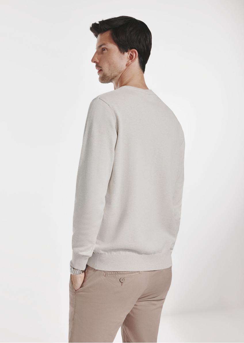 Light beige men's sweater with a logo SWEMT-0114-80(Z24)