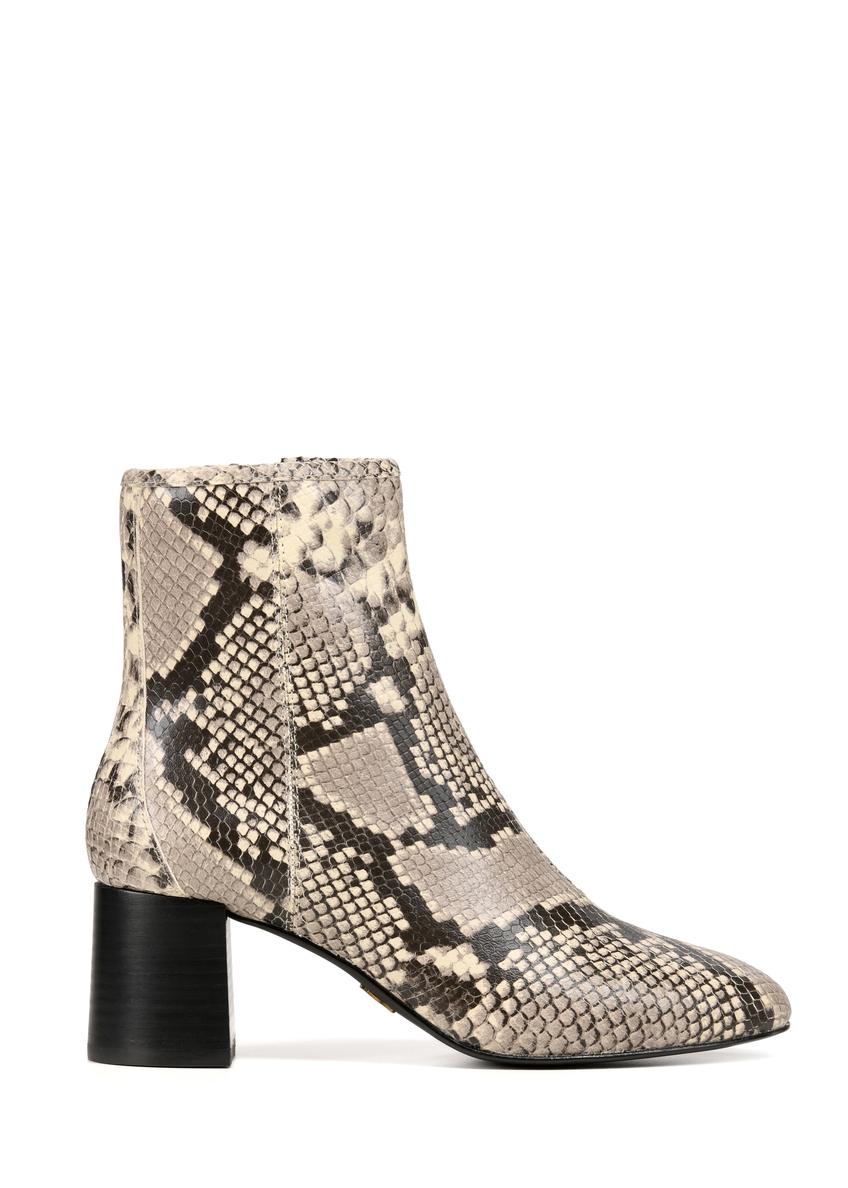Leather high-heeled ankle boots with snakeskin pattern BUTYD-1218-86(Z25)