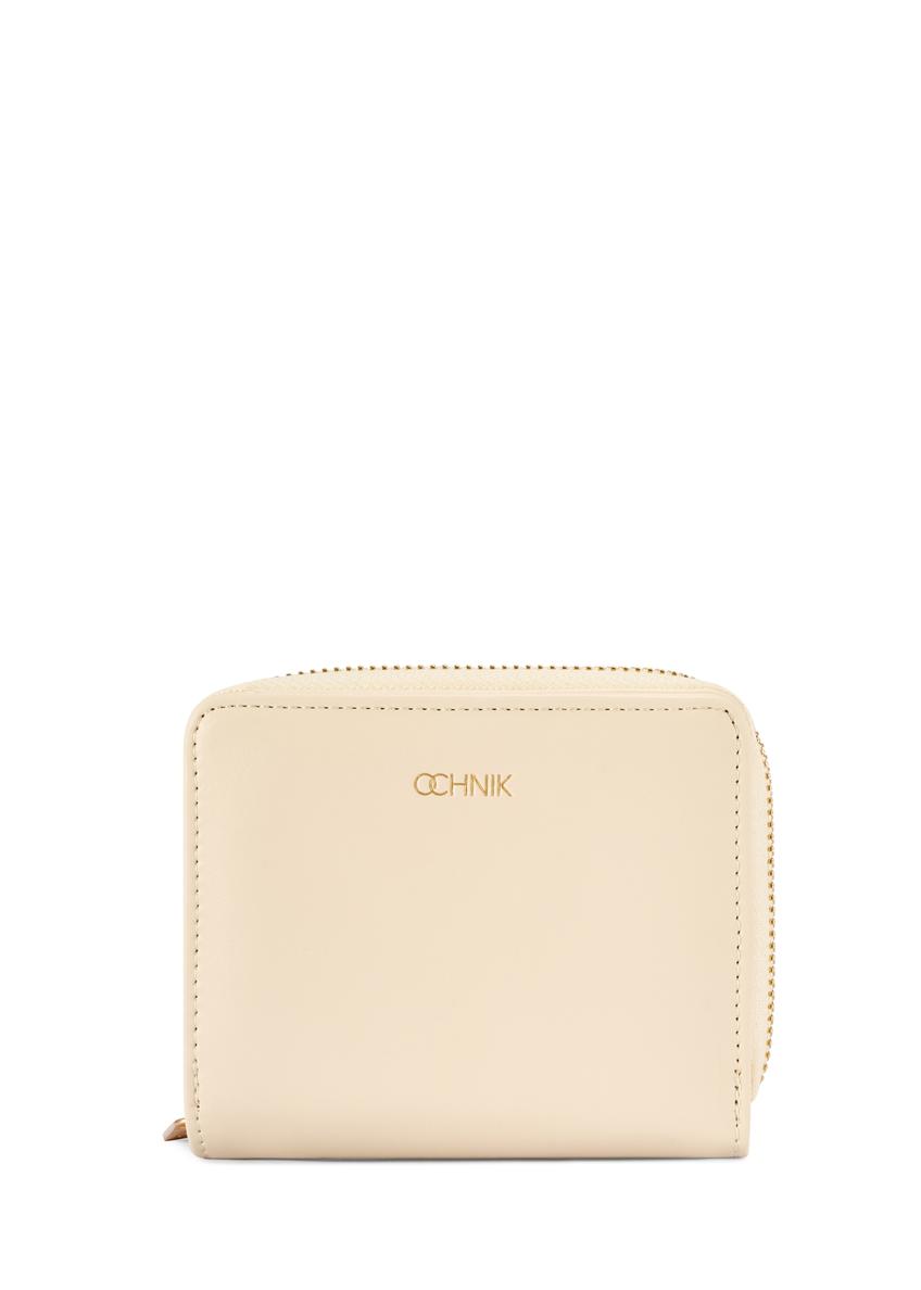 Cream medium women's wallet POREC-0412-0B(W26), front product view on white background.